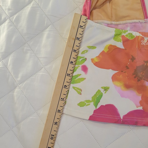 Vtg Morey Kids Halter Tankini Swim Tops Set of 2 Floral Striped Multicolor - Picture 9 of 9